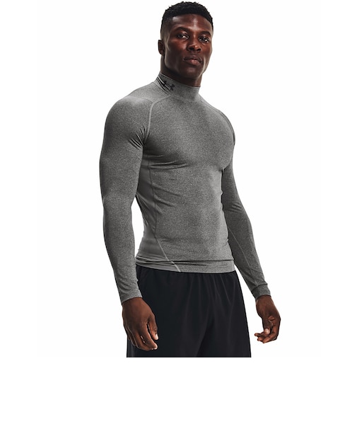 アンダーアーマー(UNDER ARMOUR)着圧 長袖 ヒートギア(夏向け) ロングスリーブ モックシャツ 1369606 090 速乾 防臭 グレー