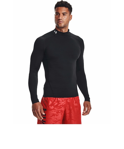 アンダーアーマー(UNDER ARMOUR)着圧 長袖 ヒートギア(夏向け) ロングスリーブ モックシャツ 1369606 001 黒