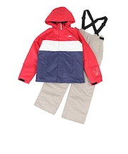 フィラ(FILA)キッズ ボードウェア スキーウェア 上下セット 胸ロゴスノーウェア 142-717RD レッド サイズ調整 スキー スノーボード
