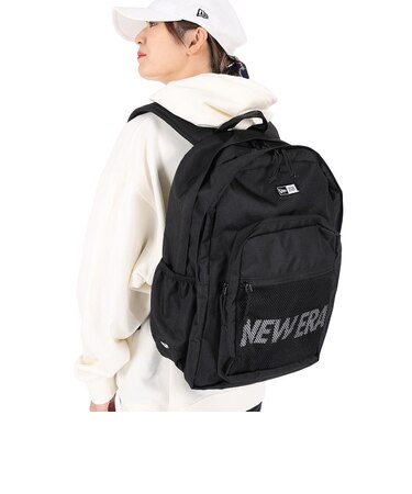 ニューエラ(NEW ERA)キャンパスパック 35L プリントロゴ ブラック × ホワイト NE 13517772 リュック