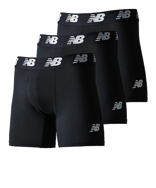 ニューバランス（new balance）プレミアムボクサーパンツ 6インチ 前開き 3枚セット Sサイズ-LLサイズ 黒 LAU13001BKK