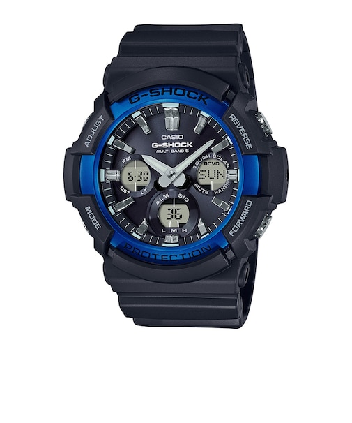 ジーショック（G-SHOCK）時計  G-SHOCK GAW 1000 SERSIES ブラック×ブルー 電波ソーラー アナデジ 20気圧防水 腕時計 GAW…