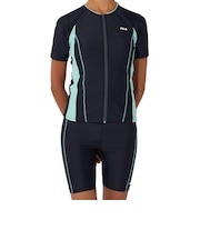 フィラ(FILA)フィットネス水着 レディース 水泳 配色袖付フルジップセパレート 大寸 3132036-GMT