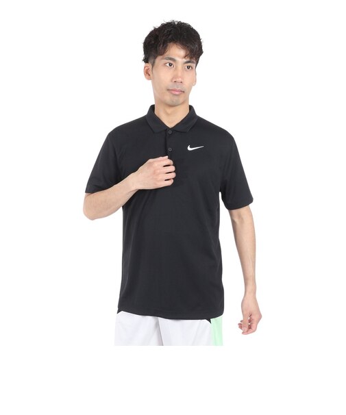 ナイキ（NIKE）ポロシャツ 半袖 速乾 ブラック 黒 ナイキコート ドライフィット テニスポロシャツ DH0858-010