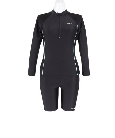 フィラ（FILA）フィットネス水着 レディース 水泳 長袖セパレート 3132845-BSX ブラック サックス