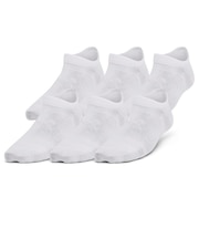 アンダーアーマー(UNDER ARMOUR)ジュニア エッセンシャル ノーショー ソックス 6足組 1382610 100 子供 白