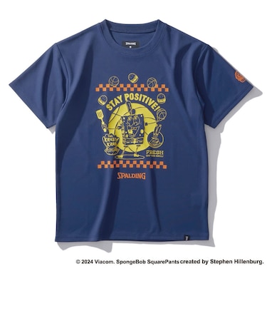 スポルディング（SPALDING）バスケットボールウェア ジュニア 半袖 Tシャツ スポンジ・ボブ フレッシュ オフ ザ グリル SJT24166SNV