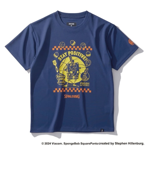 スポルディング（SPALDING）バスケットボールウェア ジュニア 半袖 Tシャツ スポンジ・ボブ フレッシュ オフ ザ グリル SJT24166SNV