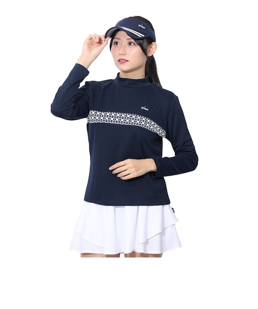 プリンス（PRINCE）テニスウェア レディース 長袖 ロングスリーブ ゲームシャツ ライトスムース素材 WF4100 127 NVY
