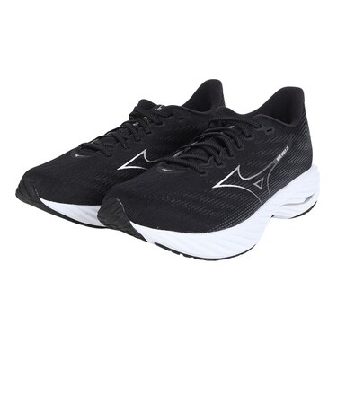ミズノ(MIZUNO)ランニングシューズ ウエーブライダー28 ブラック シルバー J1GC240302 スニーカー ジョギング トレーニング