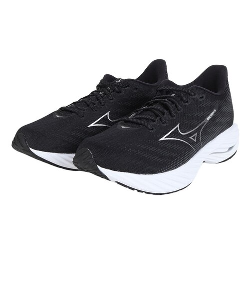 ミズノ(MIZUNO)ランニングシューズ ウエーブライダー28 ブラック シルバー J1GC240302 スニーカー ジョギング トレーニング