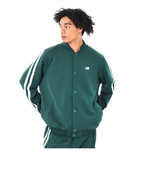 ニューバランス（new balance）スナップボタン ジャージジャケット バスケウェア グリーン AMJ45183NWG