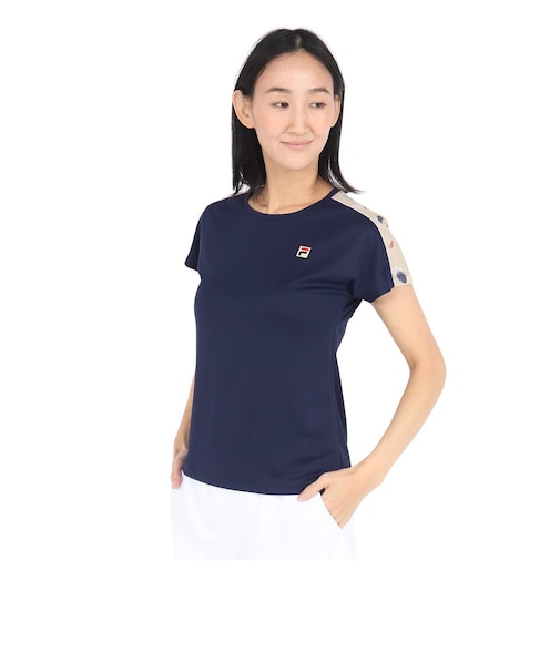 フィラ（FILA）テニスウェア フェザープリント バックホールメッシュ 切替 ゲームシャツ VL2911-20