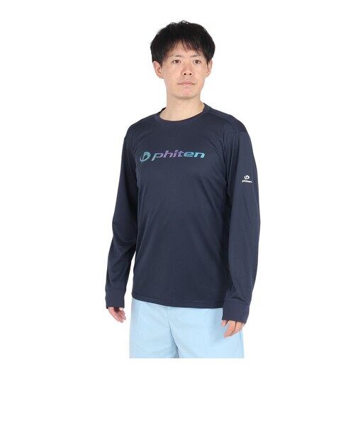 ファイテン（PHITEN）長袖Tシャツ ラメグラデ ネイビーブルー 3124JG63000