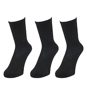 クー(Coo.)ヒートクロス 3足組 クルー丈 ソックス 895Q4GSA0057 BLK 黒 抗菌防臭