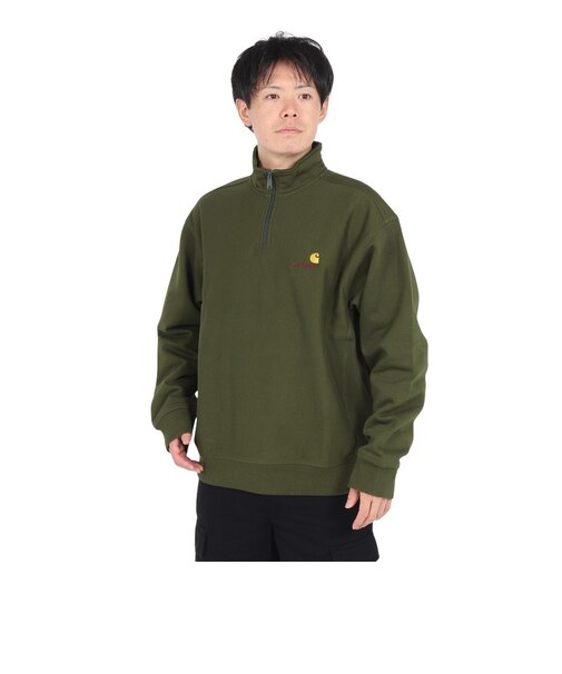 カーハート（CARHARTT）ハーフジップ アメリカン スクリプト スウェットシャツ I0270142BRXX24FW