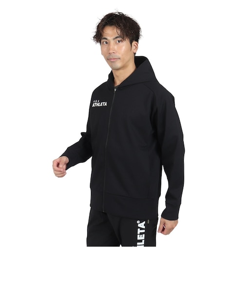 アスレタ（ATHLETA）サッカー フットサルウェア 防風スウェット ジップパーカー 3389 BLKBLK