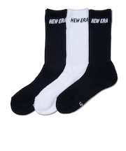 ニューエラ(NEW ERA)ソックス クルー丈 3足組 ブラック ブラック ホワイト 14518178
