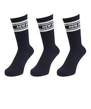 ニューエラ(NEW ERA)ソックス クルー丈 3足組 ライン ネイビー 14518180