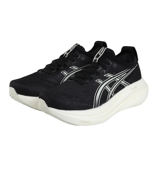 アシックス(ASICS)ランニングシューズ ゲルニンバス27 ワイド ブラック グレー 1012B752.002 スニーカー クッション