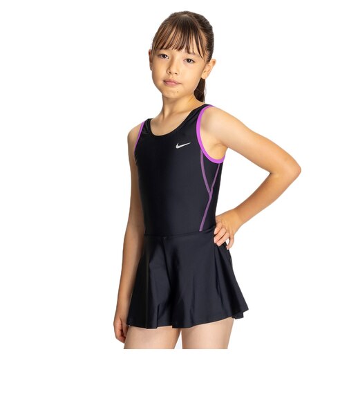 ナイキ(NIKE)スクール水着 ジュニア 女子 水泳 キュロットワンピース 紫 110-170センチ 1991106-012 スク水 学校 部活 学生 小学生…