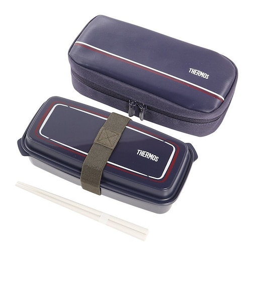 サーモス(THERMOS)ランチボックス 紺 600ml DJO-600 NVY 1段弁当 食洗器対応 電子レンジ対応 弁当箱 ベルト付き 仕切り 箸付き 保…
