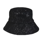 帽子 レースメッシュハット 黒 58cm 25106121901580 バケットハット バケハ 暑さ対策 日差し対策 サイズ調整 レース