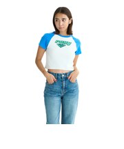 ロキシー（ROXY）半袖Tシャツ チビT 丈短め ラグラン SUN OVER 25SURST252041BLU