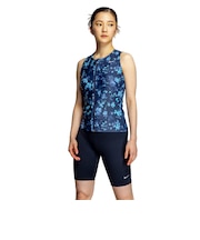 ナイキ（NIKE）フィットネス水着 水泳 総柄ジップ付きセパレーツ 上下セット 紺 M-LLサイズ 2993148-008