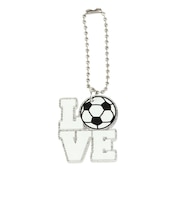 キーホルダー LOVEスポーツKC サッカー ホワイト×ブラック IS016 学校 学生 部活 スポーツ 運動 記念品 スクバ チームメイト