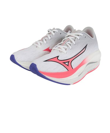 ミズノ(MIZUNO)ランニングシューズ 部活 ウエーブ リベリオン フラッシュ 3 ホワイト ピンク J1GD253521