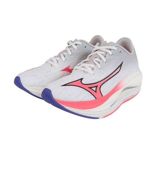 ミズノ(MIZUNO)ランニングシューズ 部活 ウエーブ リベリオン フラッシュ 3 ホワイト ピンク J1GD253521