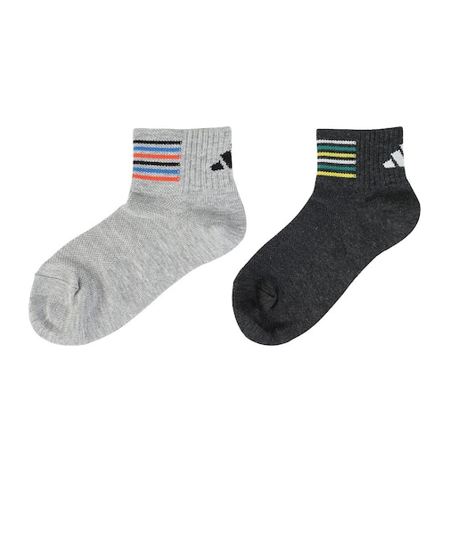 アディダス（adidas）子供用ソックス ショート丈 靴下 2足組 グレー/黒ODW28-KK8076