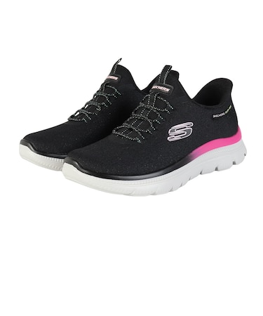 スケッチャーズ(SKECHERS)カジュアルシューズ スリップインズ サミット プラス シマーリング ストリッド ブラック ピンク 150619-BKMT