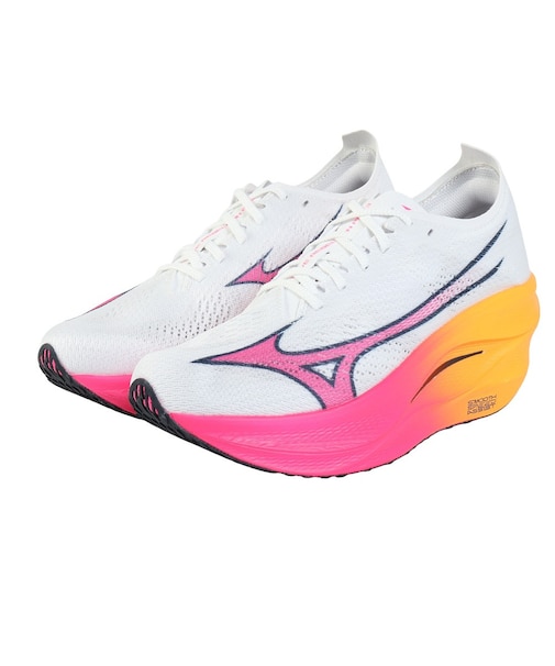 ミズノ（MIZUNO）ランニングシューズ トレーニングシューズ 部活 ウエーブ リベリオンプロ 3 ホワイト ピンク U1GD253311