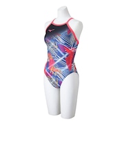 ミズノ（MIZUNO）競泳水着 レディース 水泳 競泳練習用ミディアムカット ピンク SS-LLサイズ N2MAC77196 トレーニング水着