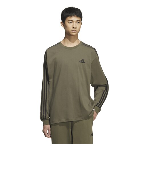 アディダス（adidas）エッセンシャルズ プラス ルーズフィット スリーストライプス 長袖Tシャツ JUP88-KA3834