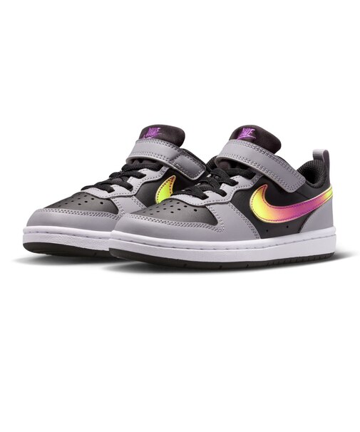 ナイキ（NIKE）ジュニアスニーカー ボーイズ スポーツシューズ コート ボロー LOW リクラフト PS ブラック グレー IO6966-001