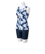 ミズノ（MIZUNO）アクアフィットネス用水着 レディース 水泳 セパレーツ めくれにくいボタン付 青 S-3Lサイズ N2JGC85225 大きいサイズ