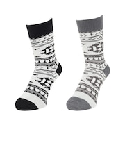 クー(Coo.)ミドルソックス ヒートクロス 二重編み ノルディック 2足組 895CO5GSA0107 BLK