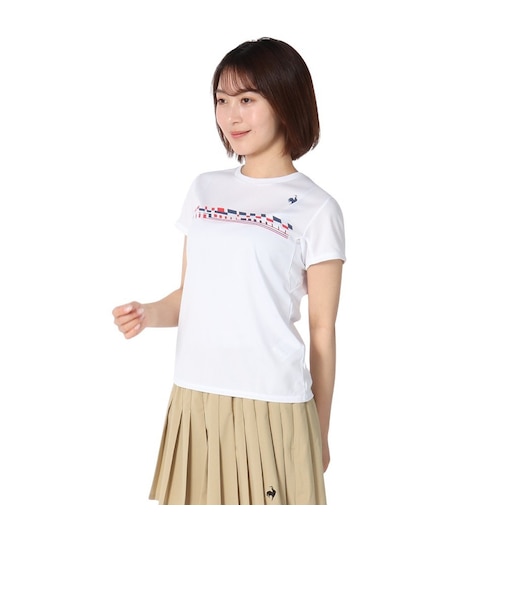 ルコックスポルティフ（lecoqsportif）テニスウェア トリコロール プリント ゲームシャツ LN4FHT90L WH00