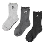 アバクロンビー&フィッチ(Abercrombie & Fitch)AFHG 3PK HALF-CREW LETTUCE WEL ソックス 3足組 グレー 灰色…