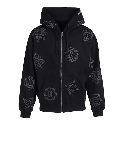 エクストララージ（XLARGE）ALLOVER EMBROIDERY ジップアップフーデッド スウェットシャツ 101254012020-BLACK