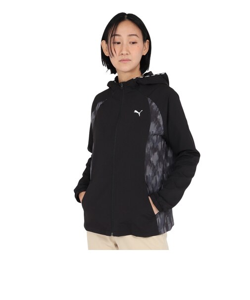プーマ（PUMA）UV対策 紫外線カット UVカット クロス AOP 長袖ジャケット 528892 01 BLK