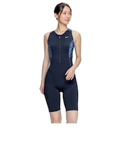 ナイキ（NIKE）水着 レディース 水泳 ジップ付きレッグスーツ ブラック×ネイビー 2993161-009