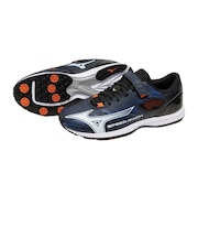 ミズノ(MIZUNO)ジュニアスポーツシューズ ベルクロ ベルト付き スニーカー スピードマッハ 3 ネイビー ホワイト K1GC255211