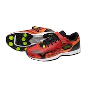 ミズノ(MIZUNO)ジュニアスポーツシューズ ベルクロ ベルト付き スニーカー スピードマッハ 3 レッド ブラック K1GC255252