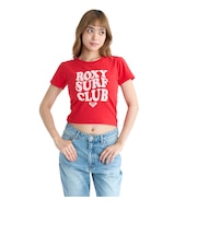 ロキシー(ROXY)ROXY WITH HEART TINY TEE Tシャツ チビT 丈短め 26SPRST261086RED