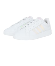 アディダス(adidas)ジュニアスニーカー ボーイズ スポーツシューズ グランドコート 3.0 ホワイト ピンク ONG54-JQ1978 カジュアル シュ…