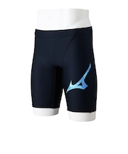 ミズノ(MIZUNO)フィットネス水着 水泳 Stroke ONE 長持ち スイム フィットネス用ハーフスパッツ 黒×青 S-LLサイズ N2JBD10492